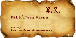 Miklóssy Kinga névjegykártya