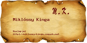 Miklóssy Kinga névjegykártya